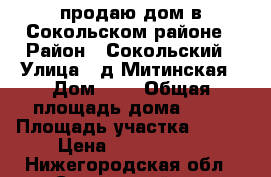 продаю дом в Сокольском районе › Район ­ Сокольский › Улица ­ д.Митинская › Дом ­ 2 › Общая площадь дома ­ 60 › Площадь участка ­ 400 › Цена ­ 1 000 000 - Нижегородская обл., Сокольский р-н Недвижимость » Дома, коттеджи, дачи продажа   . Нижегородская обл.